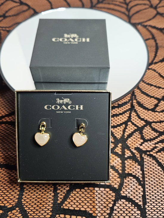 Coach Jewelry - NWT COACH PINK HEART EARRINGS
